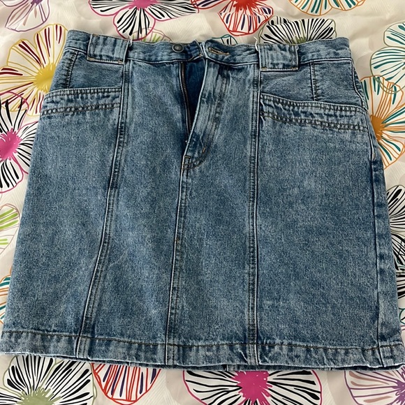 We the Free sz 30 denim high waist skirt belt loops and pockets - Picture 1 of 3